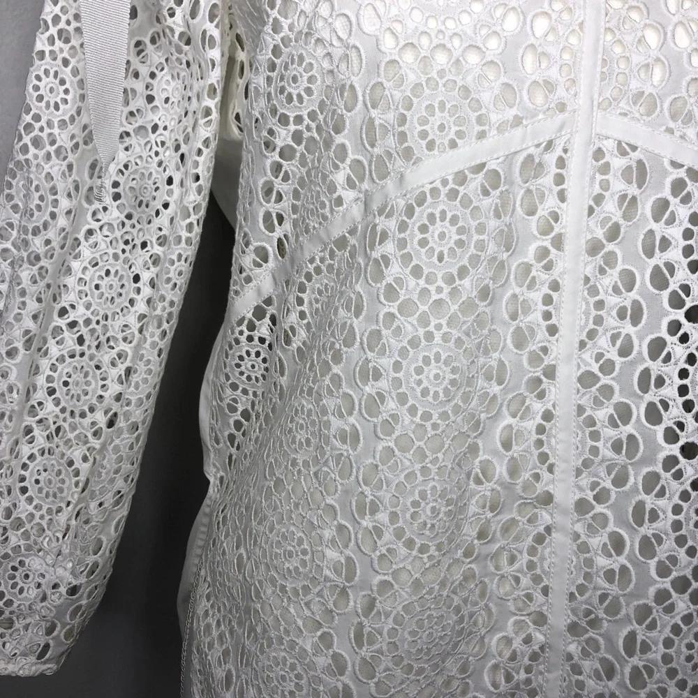 Sandro Paris Ernesto Eyelet Broderie Anglaise Blouse in Blanc - NWT